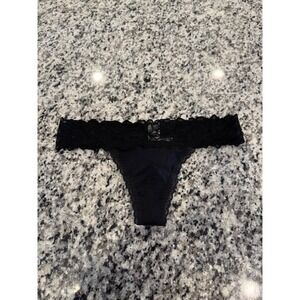 Aerie - Black Lace Trim Thong‎ Panty